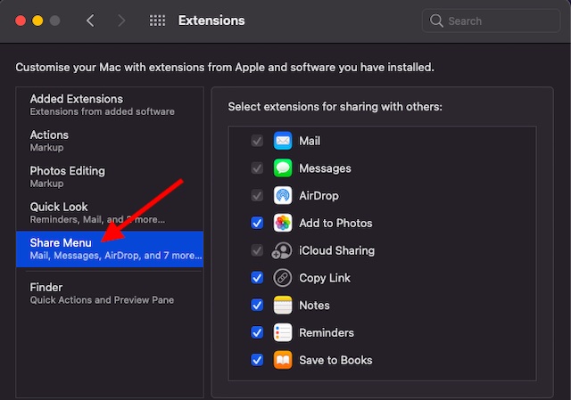 How to Customize Share Menu Extensions on Mac - 73