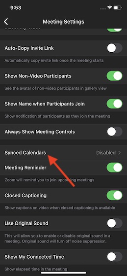 Choose Synced Calendars