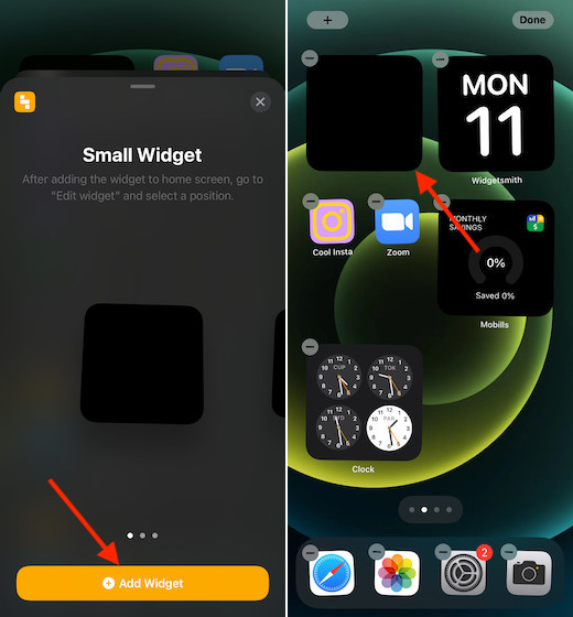 Create transparent home screen widget for iPhone