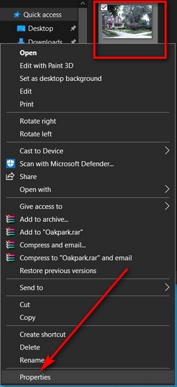 Delete Image Metadata in Windows 10