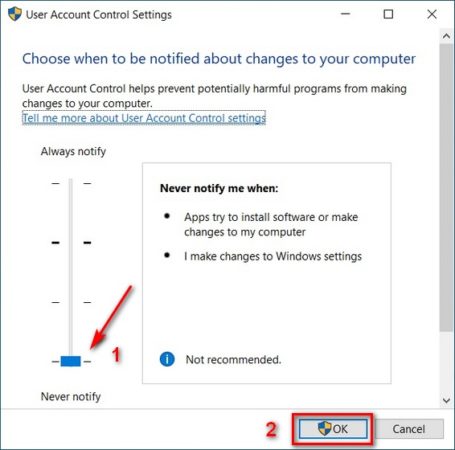 User account control как отключить