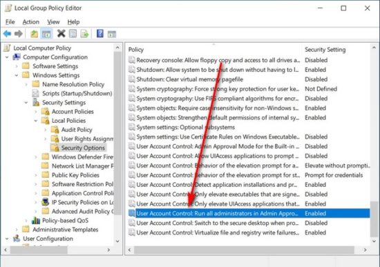 User account control как включить windows 10