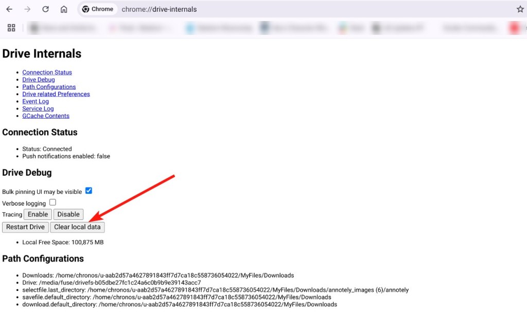 Clear local data to free up storage space on chromebook