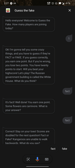 Guess the Fake Google Assistant Game