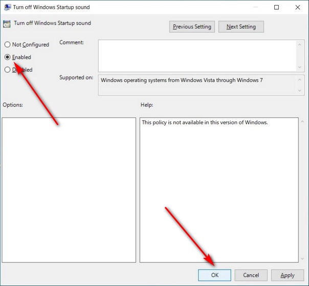 Enable Startup Sound in Windows 10