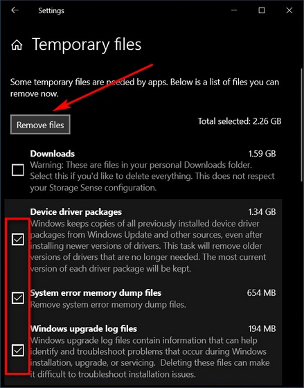 delete junk files windows 10