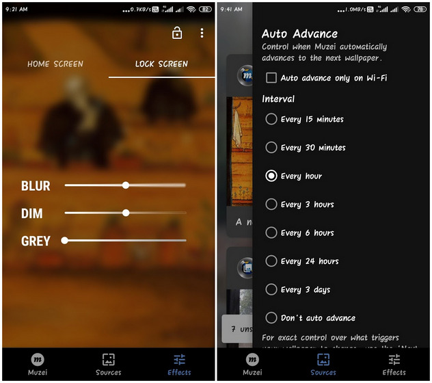 Muzei автоматически меняет обои экрана блокировки на Android
