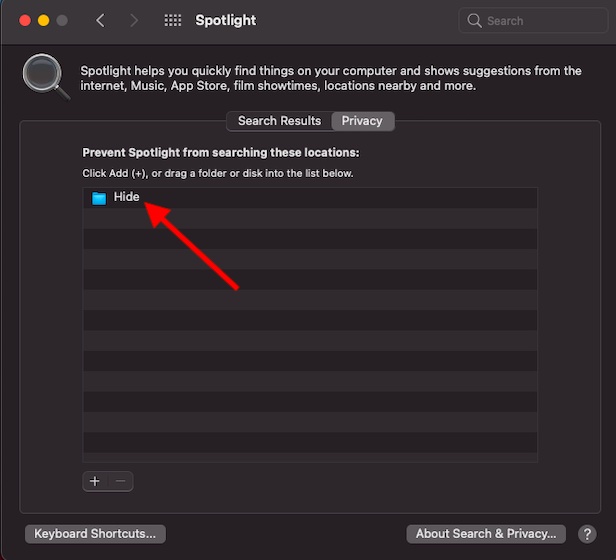 Prevent Spotlight from searching certain locations