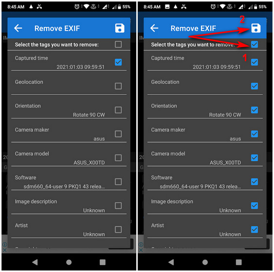 Remove EXIF data Android