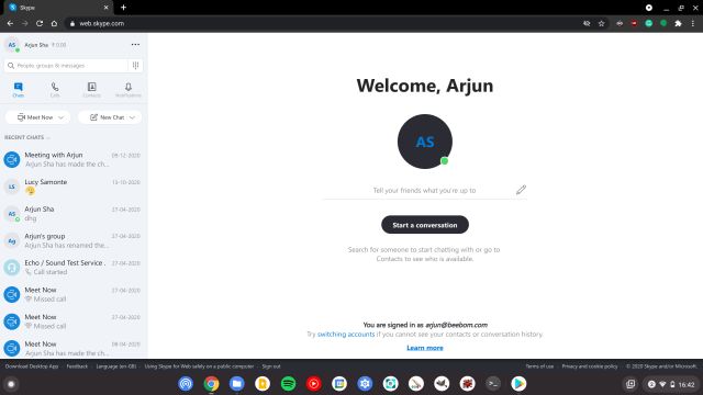 skype for chromebook group call