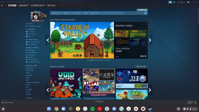 Google está testando jogos Steam em Chromebooks