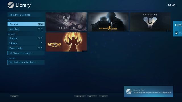 Трансляция игр Steam на Chromebook с помощью приложения Steam Link (требуется поддержка Play Store)