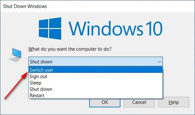 Switch Users in Windows 10 using Alt+F4