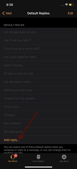 How to Customize Default Mail and Message Replies on Apple Watch - 60