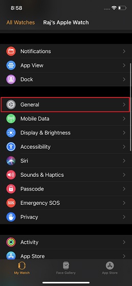 apple watch contacts missing