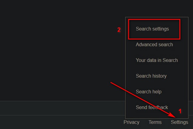Safe search settings