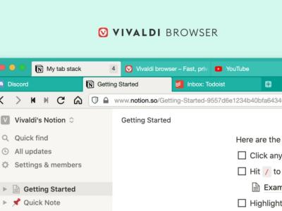 Vivaldi intorduces two level tab stacks