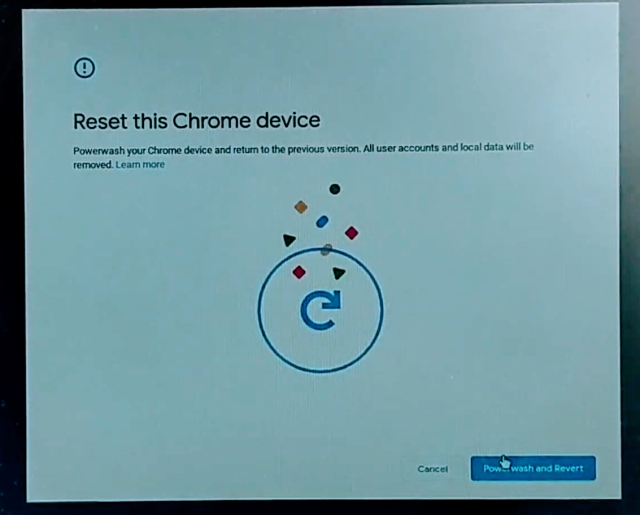 reset this chrome device prompt on chromebook