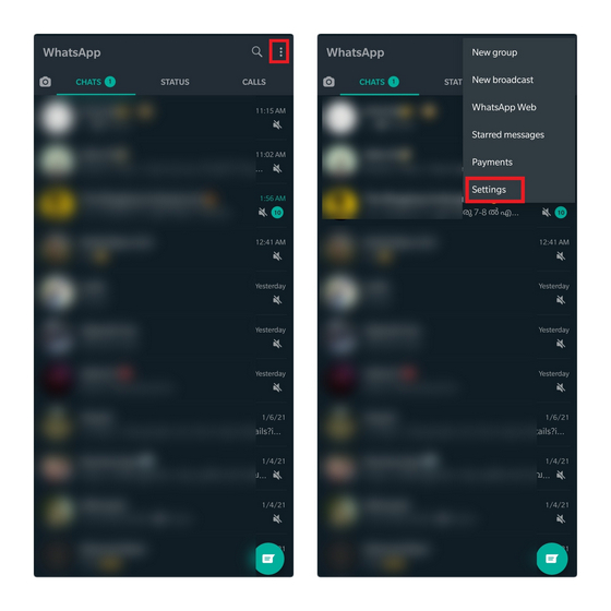 access whatsapp settings