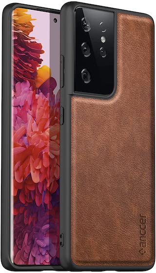 Case for Samsung Galaxy S21 Ultra Case, Samsung S21 Ultra Case 5G,Leather  Quality Design Back Slim Case for Samsung S21 Ultra in 6.8 inch (Brown) 