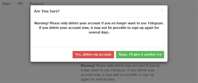 confirm delete telegram account