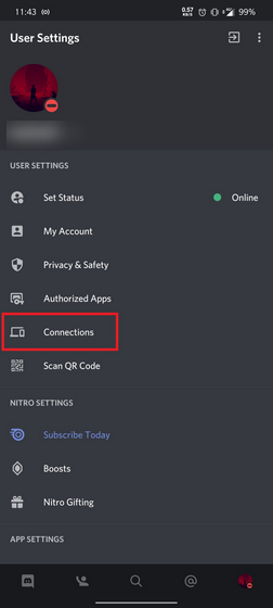 connections in discord settings