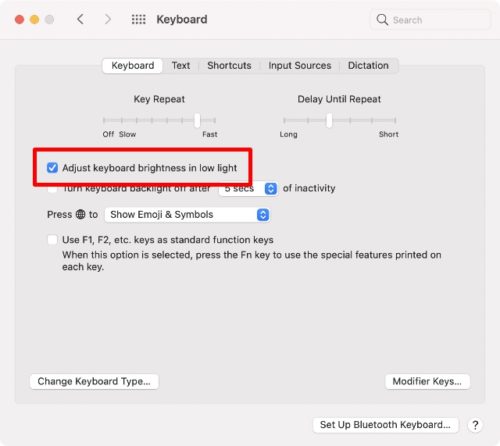 shortcut to adjust brightness mac