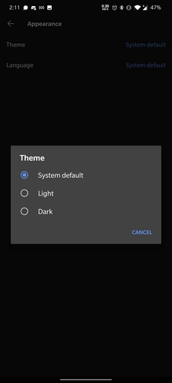 enable dark mode