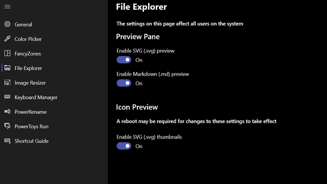 file explorer add-on settings