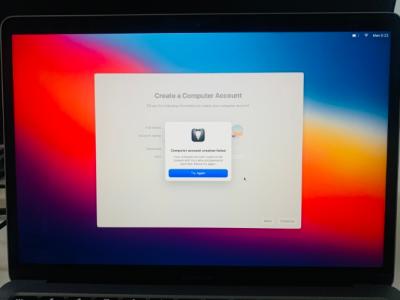 how to fix computer account creation failed error in m1 mac
