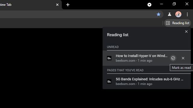 mark as read chrome reading list