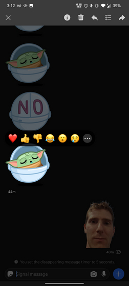 message reactions