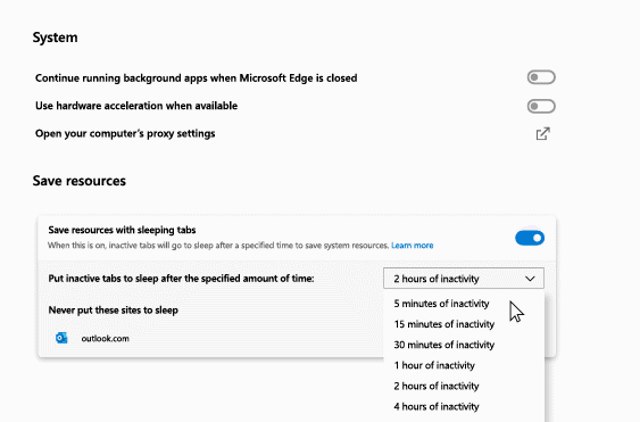 microsoft edge sleeping tabs feature