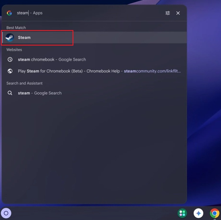 open steam on chromebook
