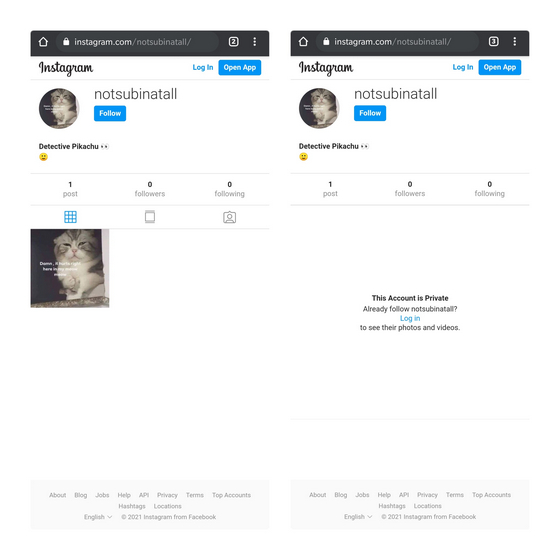 profil public vs privé instagram