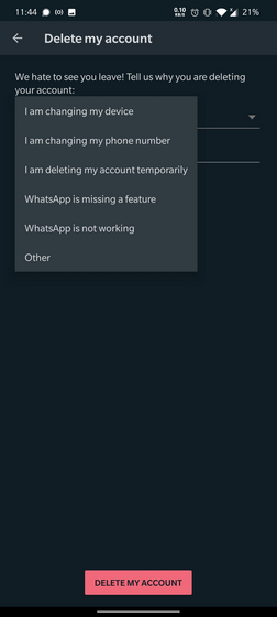 reason to delete whatsapp
