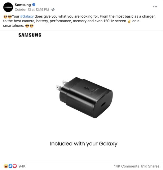 samsung mocks apple for removing iPhone 12 charger