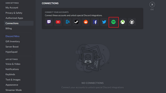 spotify connection on discord