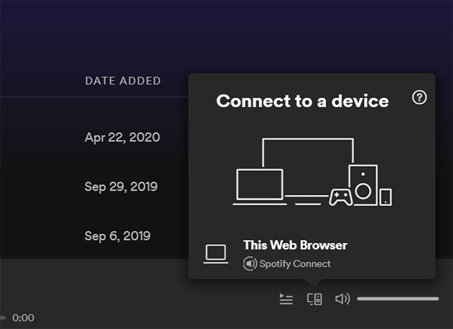 spotify devices in web player