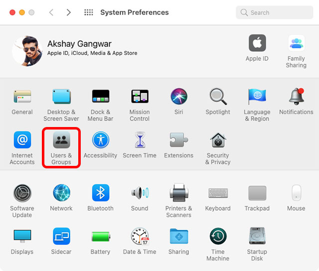 system preferences users and groups