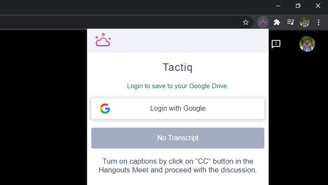 tactiq login to google account