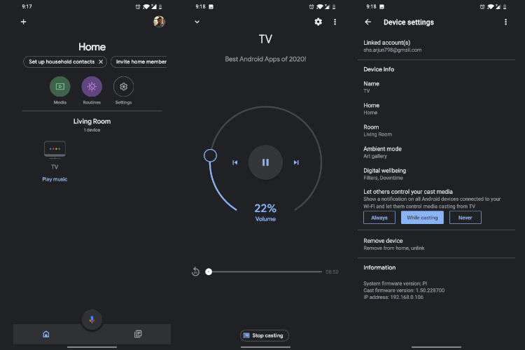 GOOGLE HOME NOT SHOWING TV visual data 2
