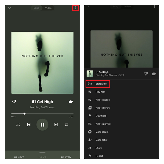 Create a Radio Station on youtube music