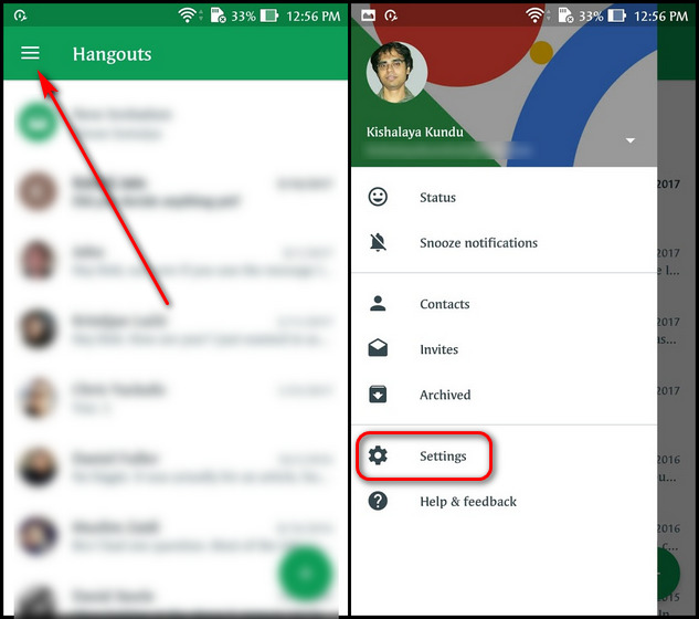جوجل Hangouts-كيفية الحذف التلقائي للرسائل النصية (SMS) على Android و iPhone