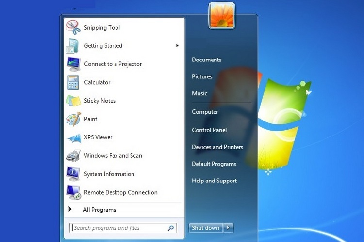 windows 7 start menu not on main display