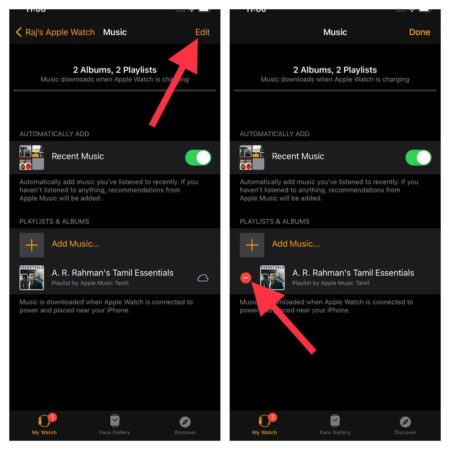 remove music from apple watch