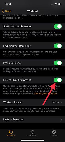 Enable detect gym equipment