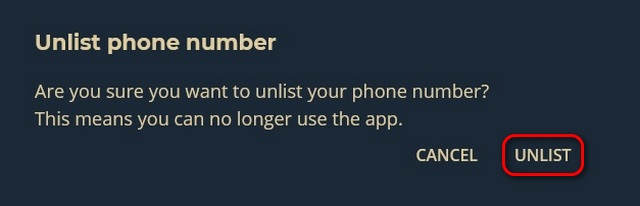 Confirm Truecaller unlisting