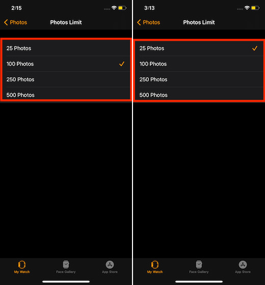 Photo limit on Apple Watch