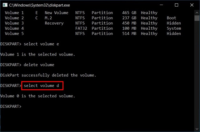 Merge Multiple Hard Disk Partitions Using Diskpart